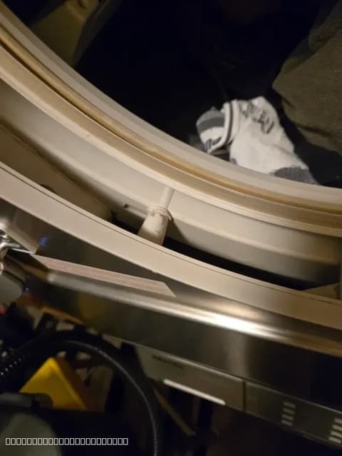 Close-up of washing machine door seal requiring professional repair in Elk Grove.