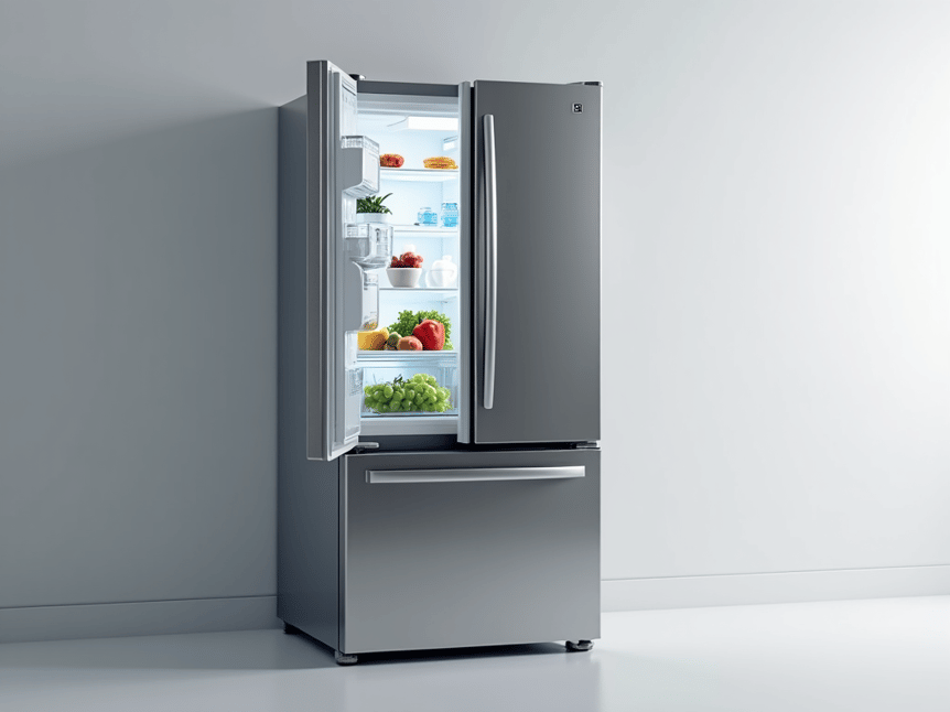 Expert technician performing fast refrigerator repair service in a Sacramento home.